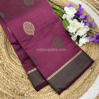 Semi Tussar Silk Saree - Purplish Wine shade - VVSTS009