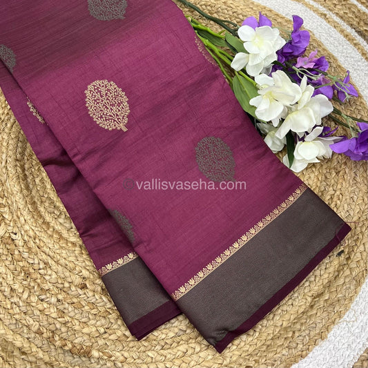 Semi Tussar Silk Saree - Purplish Wine shade - VVSTS009