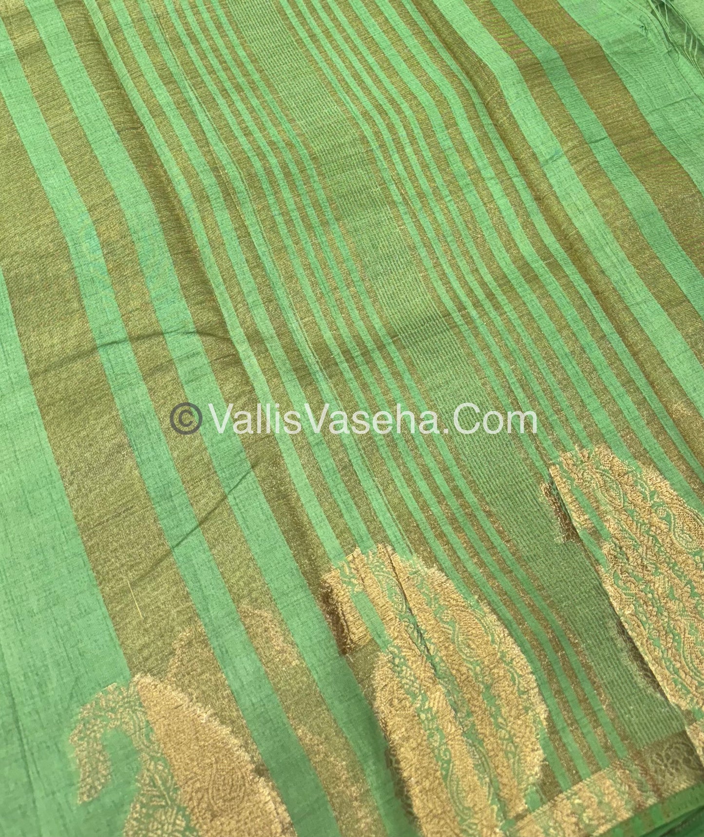 Semi Tussar Silk  - Pista Green Shade - Small Mango Butta - VVSTS002