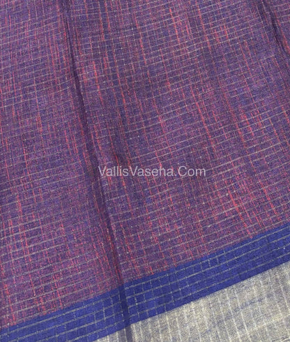 Light Weight Fancy Mixed Kota Cotton - Floral Design Printed Saree - Violet Blue Shade - VVKPC002