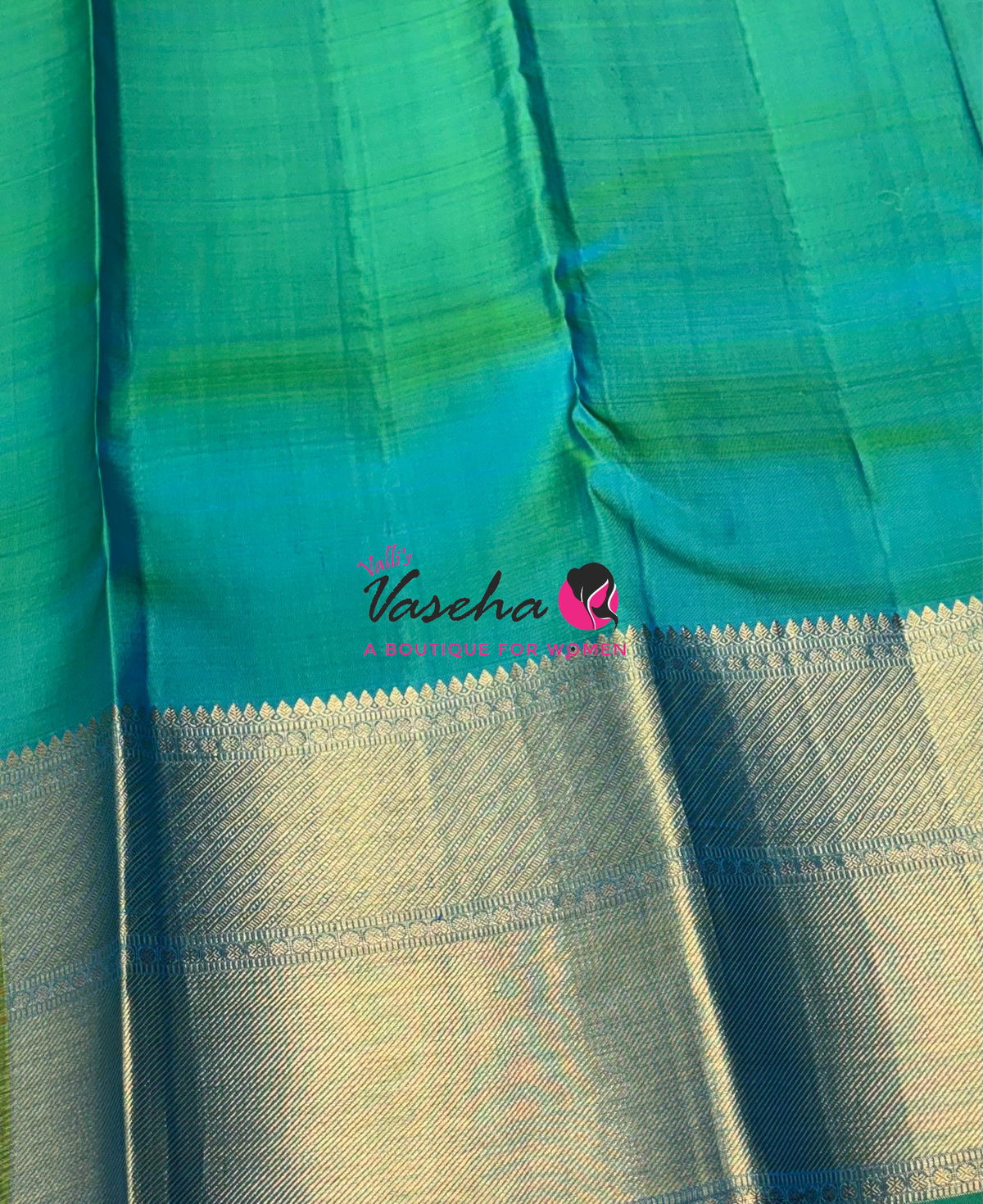 Pure Kanchipuram Silk Saree - Dual Tone Green Shade - VVPS025