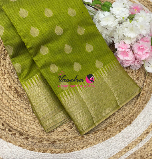 Semi Tussar Silk Saree | Green Shade |VVSTS053