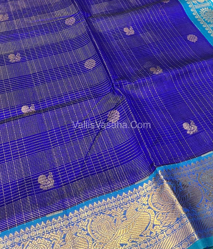 Pure Silk Cotton Saree - Vairavoosi checks - Mayil & Chakkaram - VVMCV002