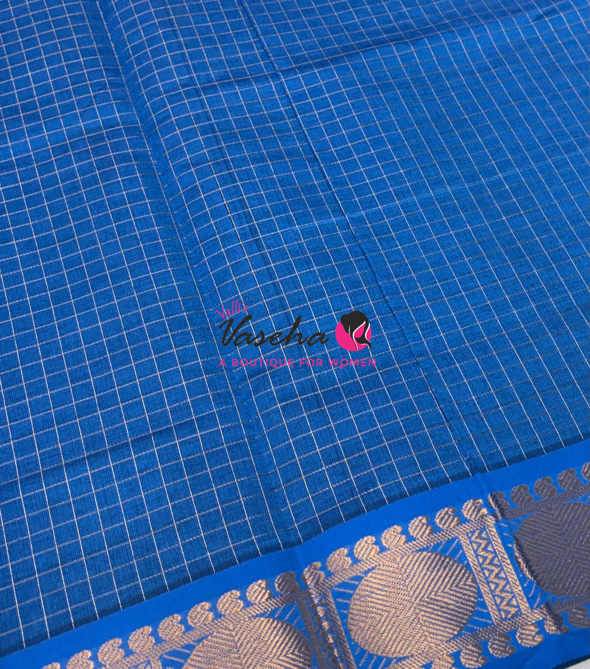 Semi Silk Cotton Saree - Checks Pattern - VVSSC019