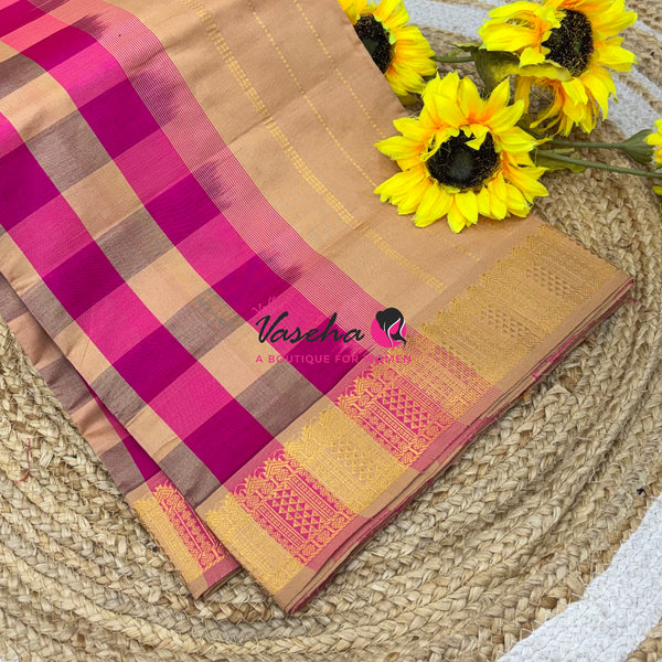 Semi Silk Cotton Saree |  Pazhum Pazhamum Checks Design |VVSSC018