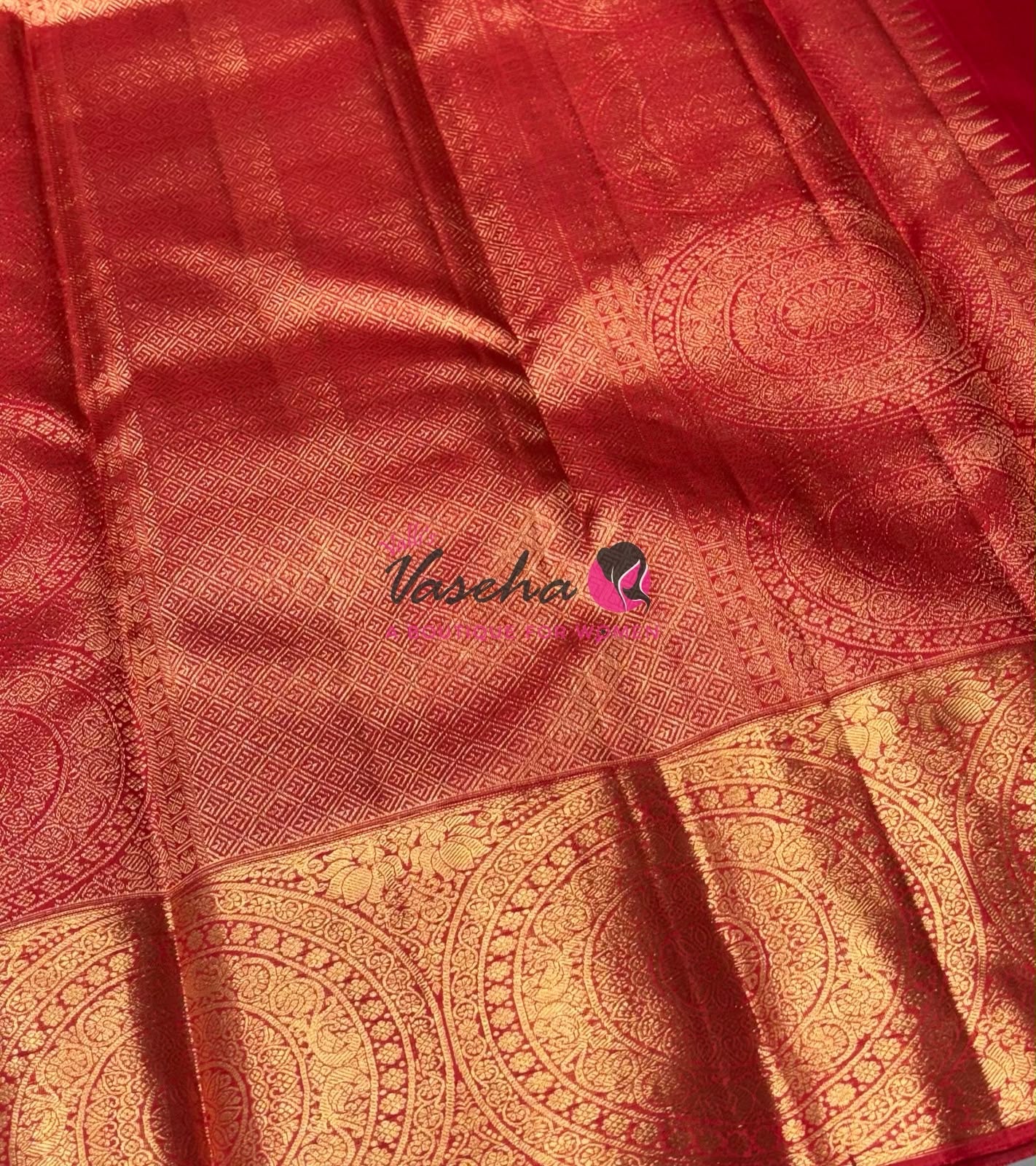 Pure Kanchipuram Silk Saree - Red Shade - VVPS051