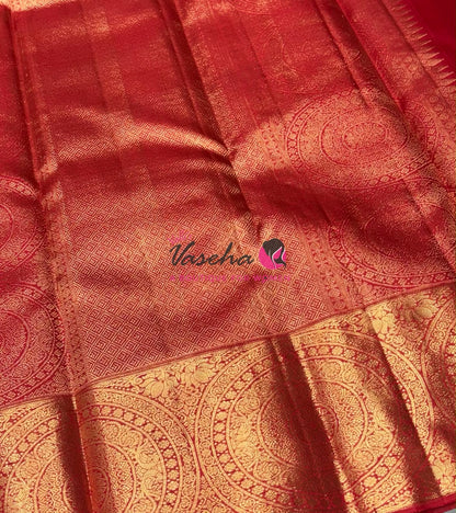 Pure Kanchipuram Silk Saree - Red Shade - VVPS051