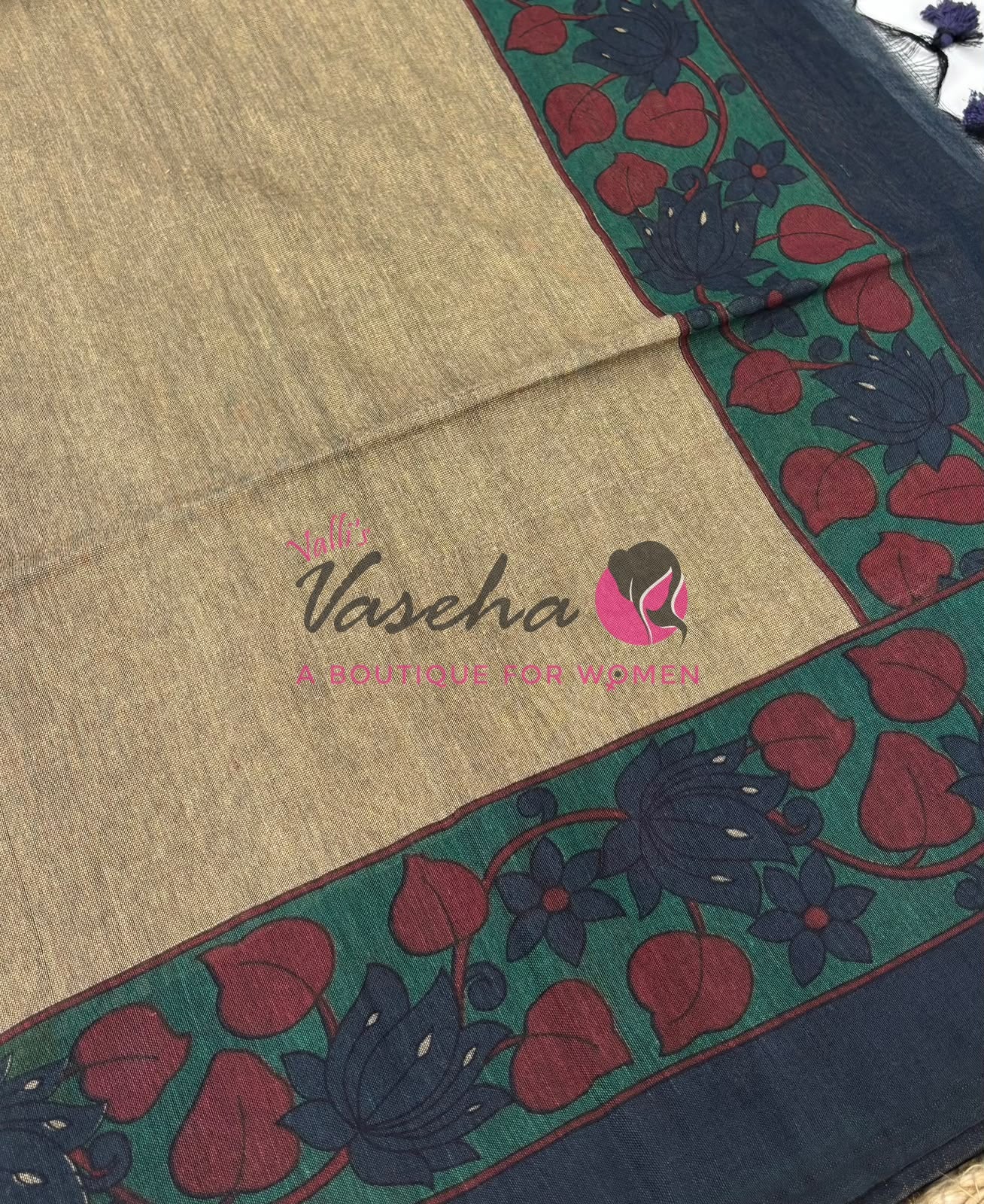 Handloom Cotton Sarees with Kalamkari Blouse - VVKCK003