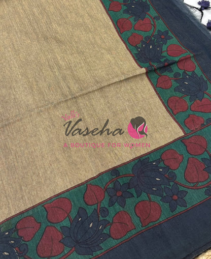 Handloom Cotton Sarees with Kalamkari Blouse - VVKCK003