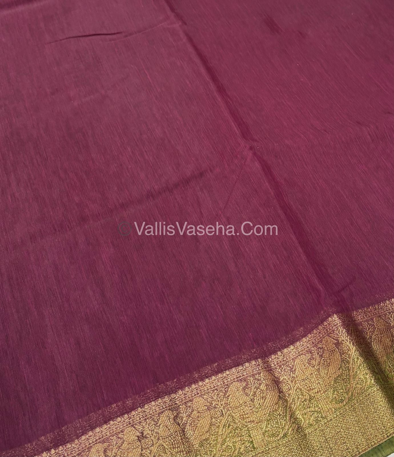 Bamboo Silk Saree - Wine With Green Shade - VVBSS005