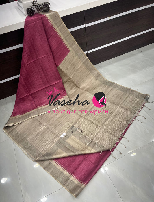 Semi Matka Tussar  Saree - Grey & Pink Shade - VVSMT002