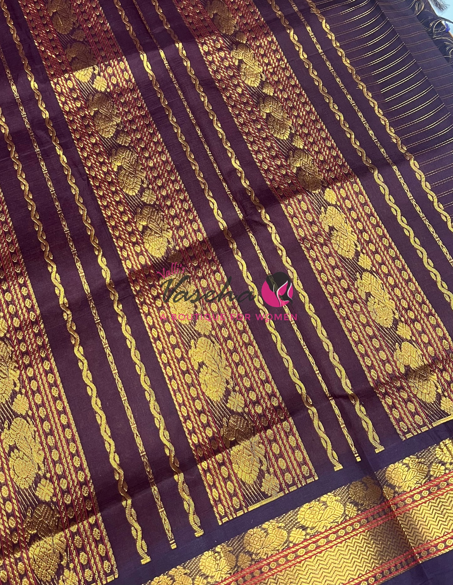 Pure Korvai Silk Cotton - Mango Yellow & Brown Combo - VVKSC010