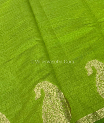 Semi Tussar Silk - Small Mango - Dark parrot Green Shade - VVSTS002