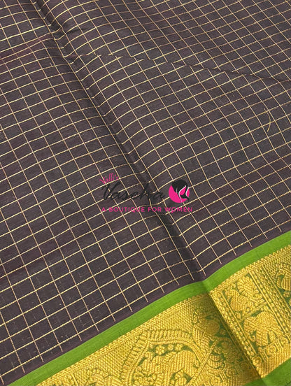 Pure Silk Cotton Saree - Zari Checks - VVCSC001