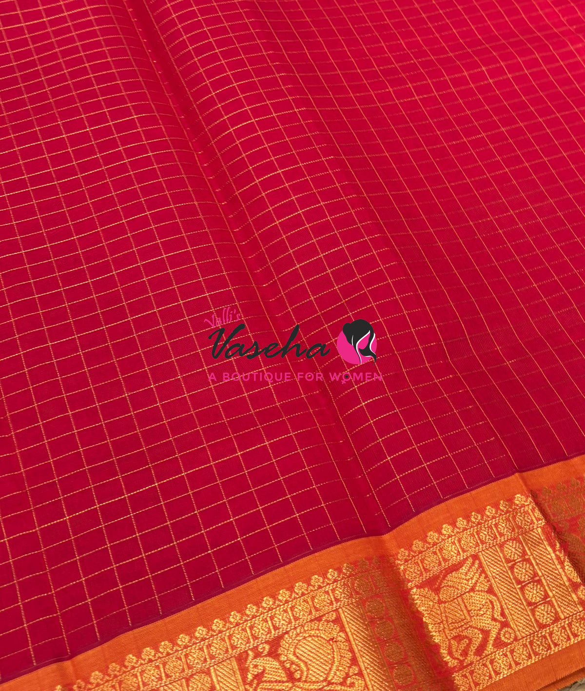 Semi Silk Cotton Saree - Checks Pattern - VVSSC019
