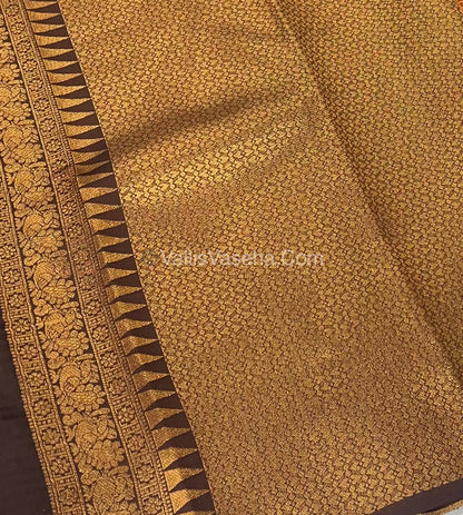 Kanchi Semi Silk - Mayil & Chakkaram design - Rust Orange with Brown - VVKSS001