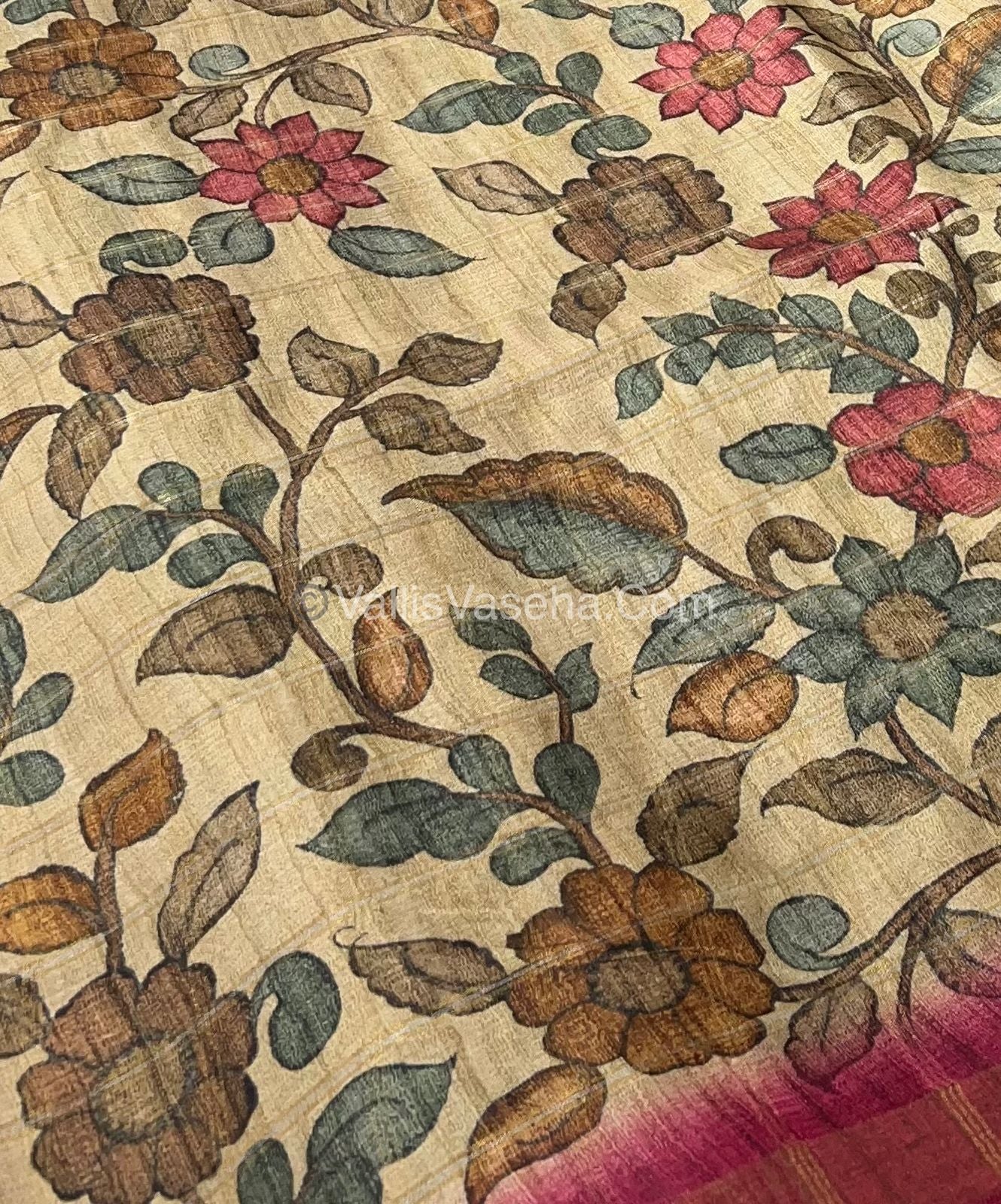 Semi Gicha Tussar Silk Saree - checks pattern - VVSGT004