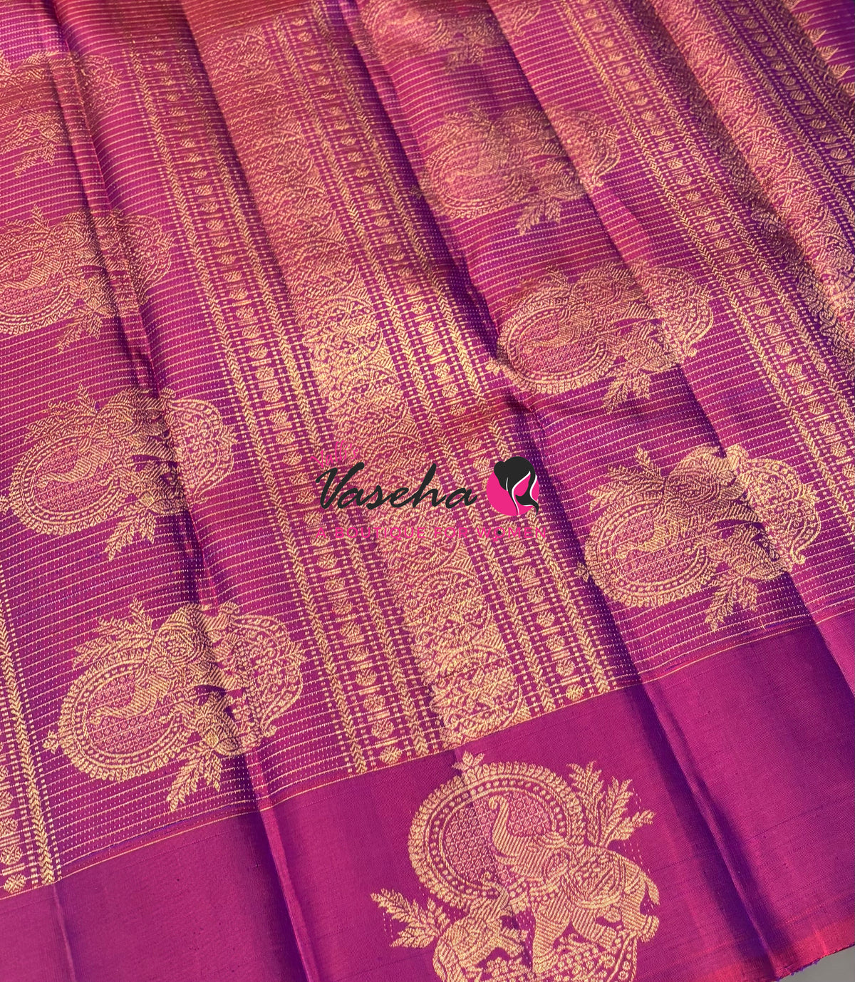 Pure Kanchipuram Silk Saree - Dual Tone Blue & Dual Tone Pink Combo - VVPS080