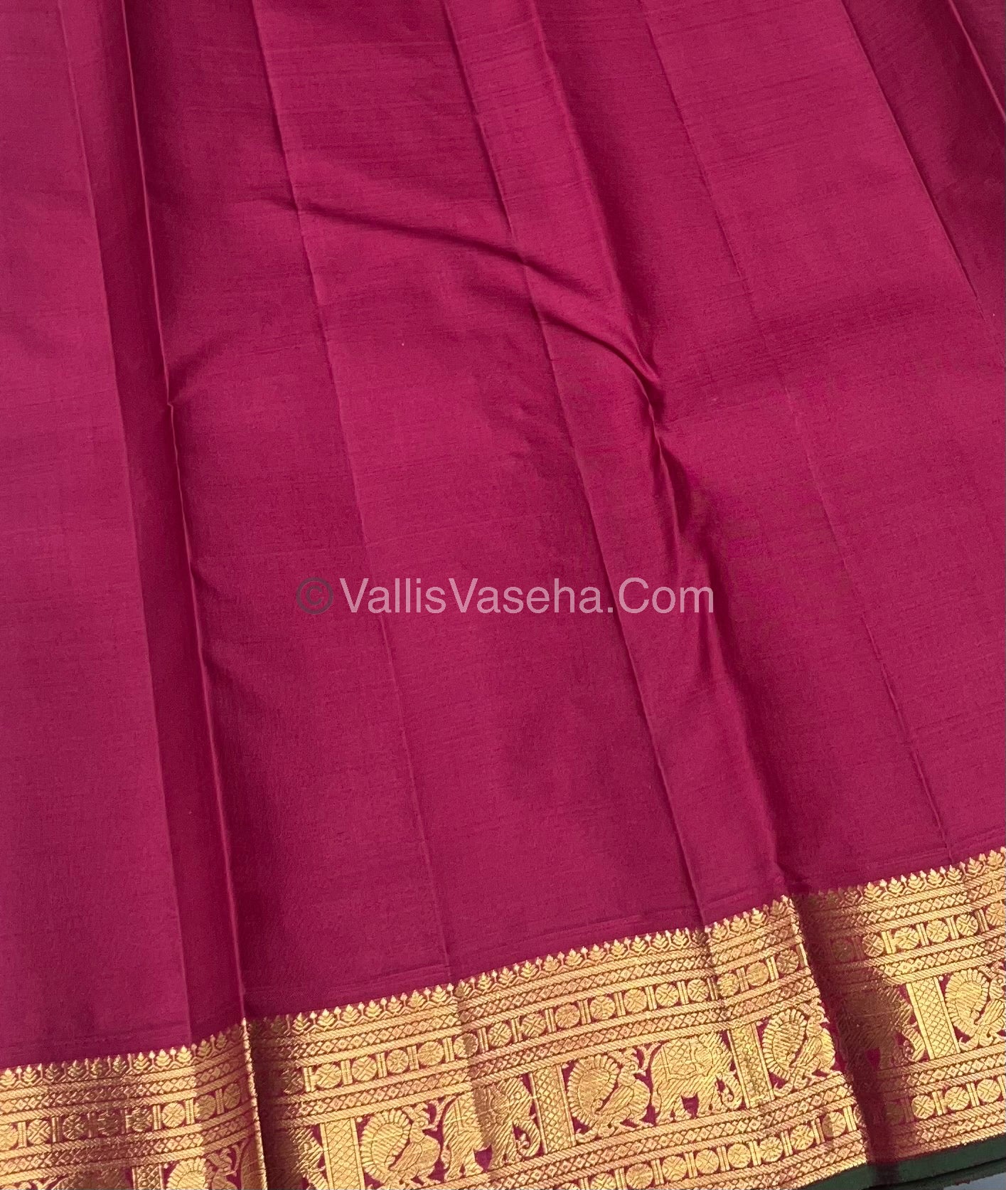 Pure Kanchipuram Silk Saree - Cream & Maroon/Green Combo - VVPS014