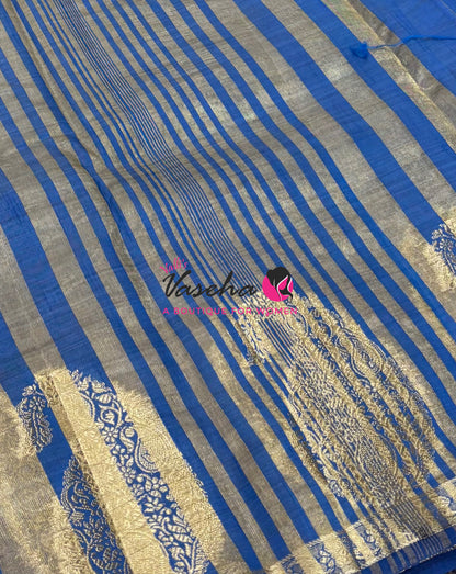 Semi Tussar Silk - Small Mango - Ramar Blue  Shade - VVSTS002