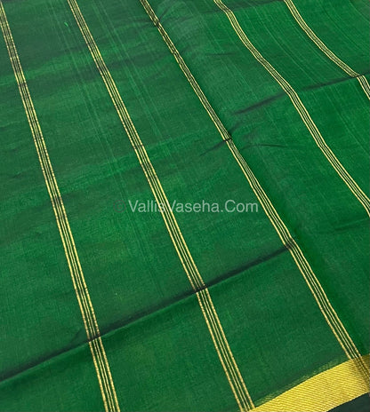 Pure Silk Cotton Saree - Pazhum Pazhamum Checks Design - Green Pallu - VVPPSC01