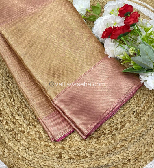 Semi Bridal Tissue Sarees | Jothika Hit Design |Gold mixed Pink shade - VVJTS001