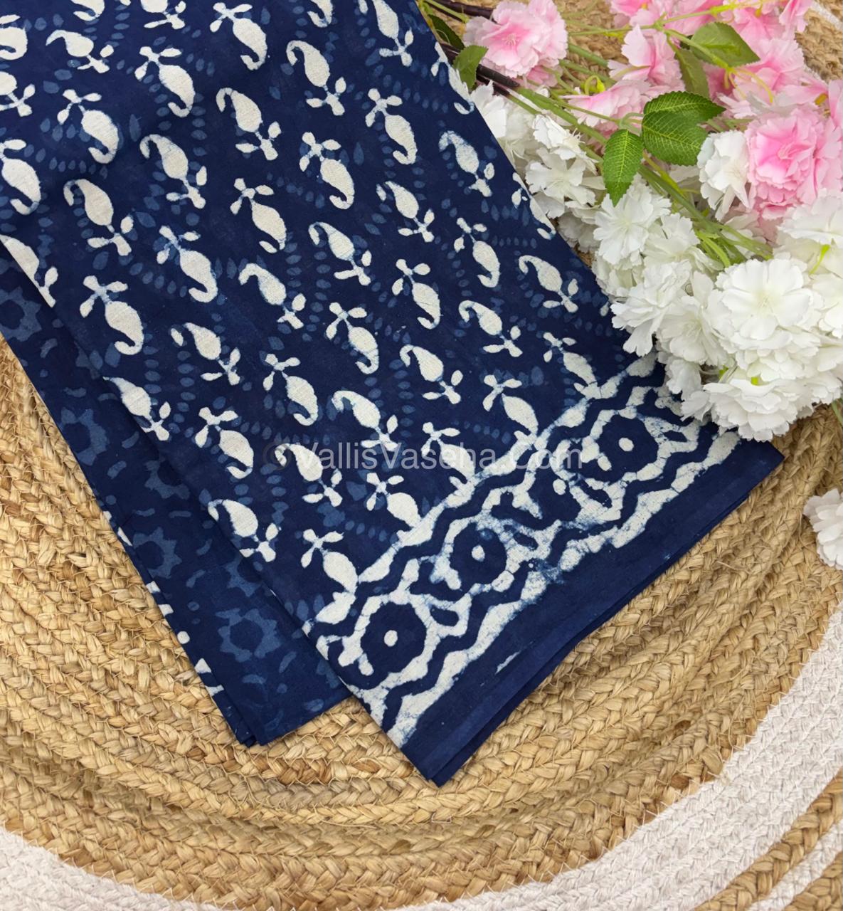 Pure Soft Mul Mul Cotton Sarees - Hand Block Prints - VVMMC006