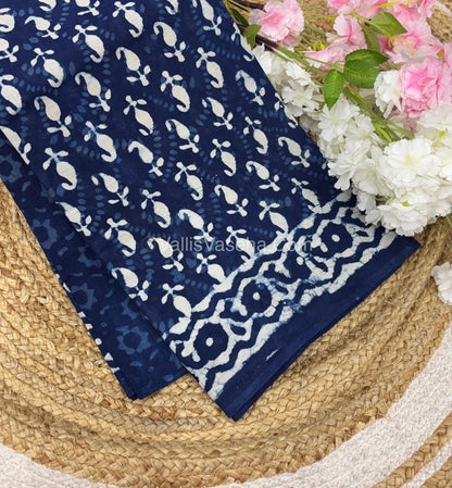Pure Soft Mul Mul Cotton Sarees - Hand Block Prints - VVMMC006