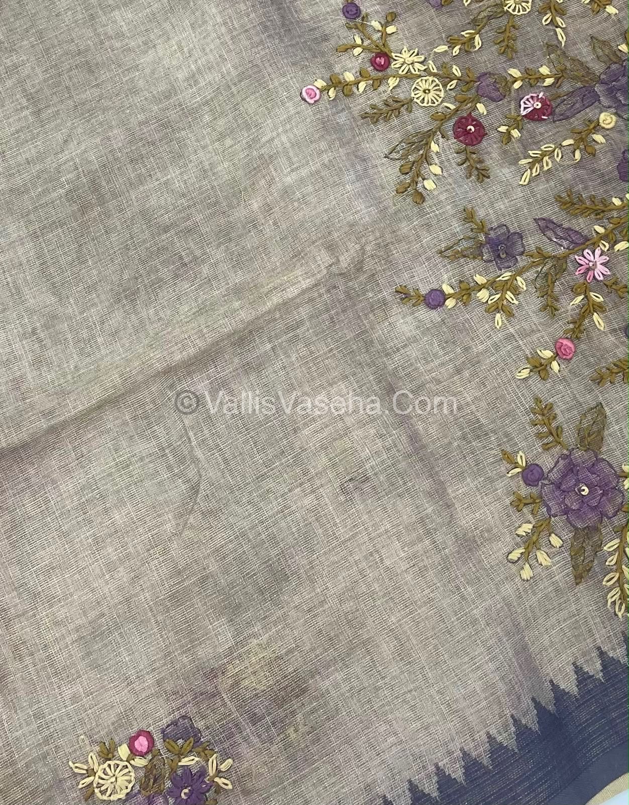 French Knot - Tissue Saree - Grey Shade - VVLFN013