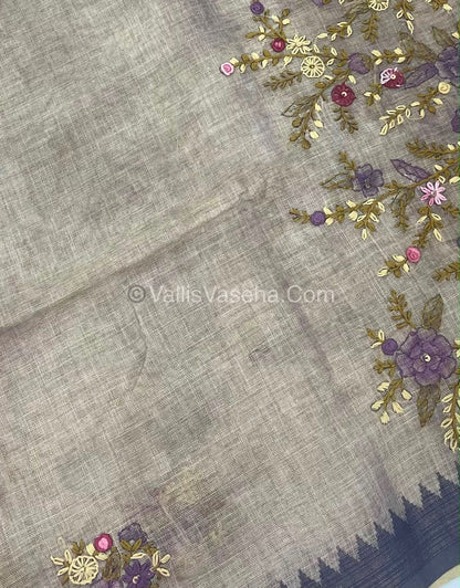 French Knot - Tissue Saree - Grey Shade - VVLFN013