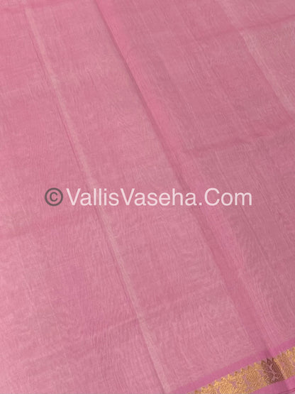 Pure Silk Cotton Saree -  Mayil & Elephant Design - Baby Pink Shade  - VVMES001