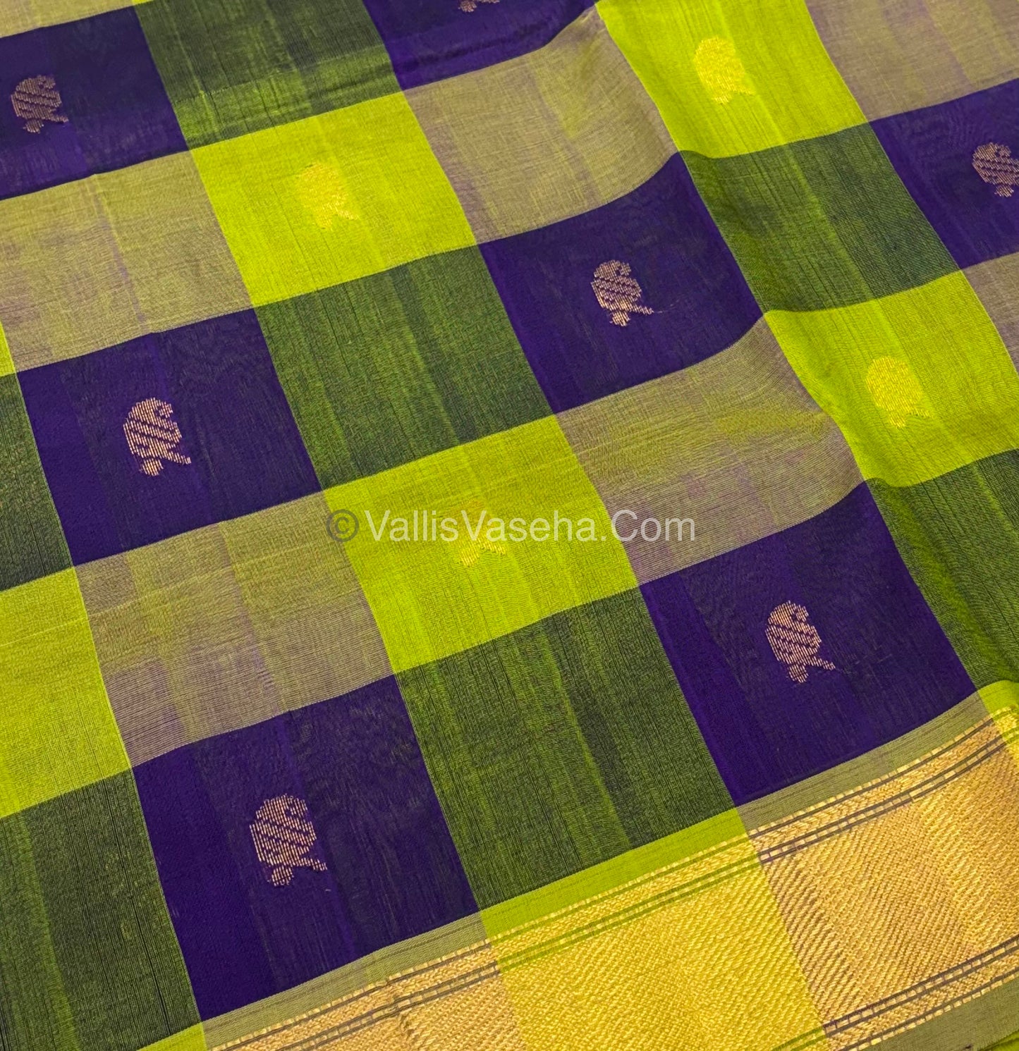 Pure Silk Cotton Saree - Pazhum Pazhamum Checks Design - VVPPSC02
