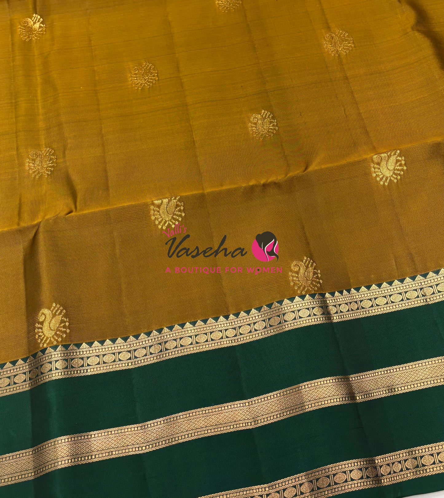 Half Mixed  Soft Silk Saree - Mustard Yellow & Green - VVPSS077