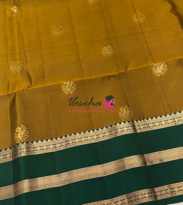 Half Mixed  Soft Silk Saree - Mustard Yellow & Green - VVPSS077