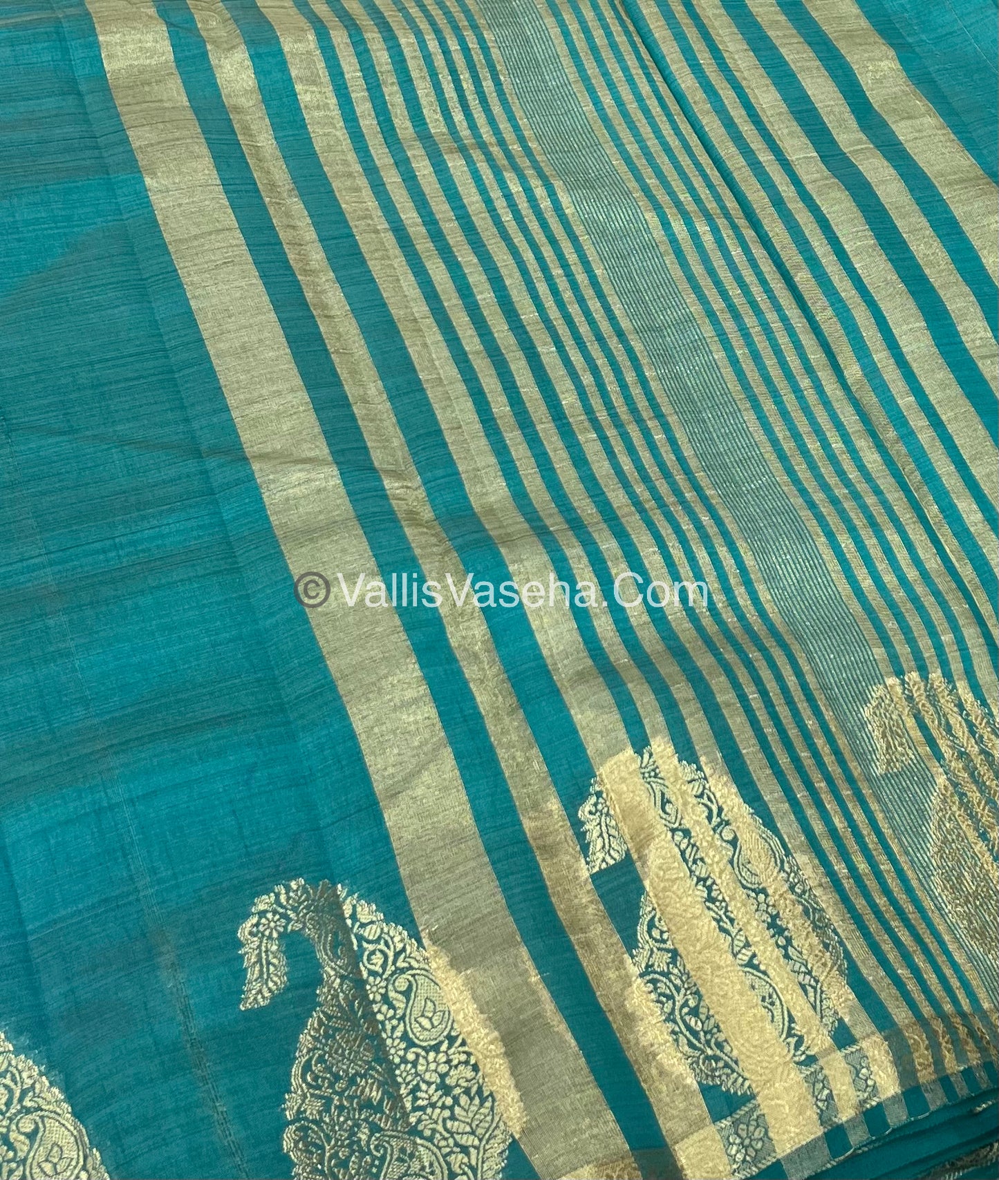 Semi Tussar Silk - Small Mango - Blueish Green Shade - VVSTS002