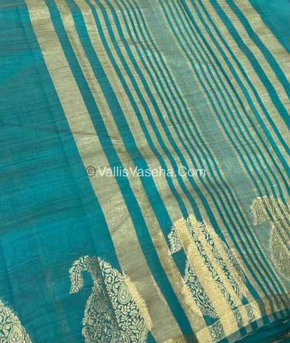 Semi Tussar Silk - Small Mango - Blueish Green Shade - VVSTS002