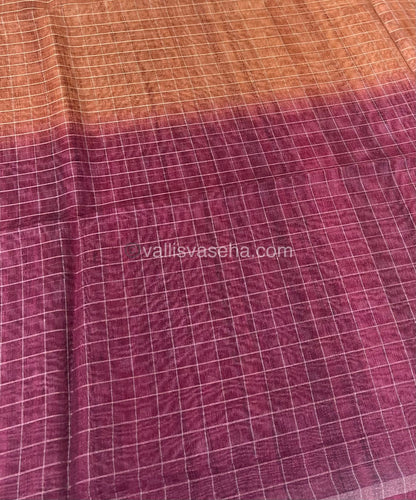 Semi Chanderi Saree - checks pattern - VVSCS002
