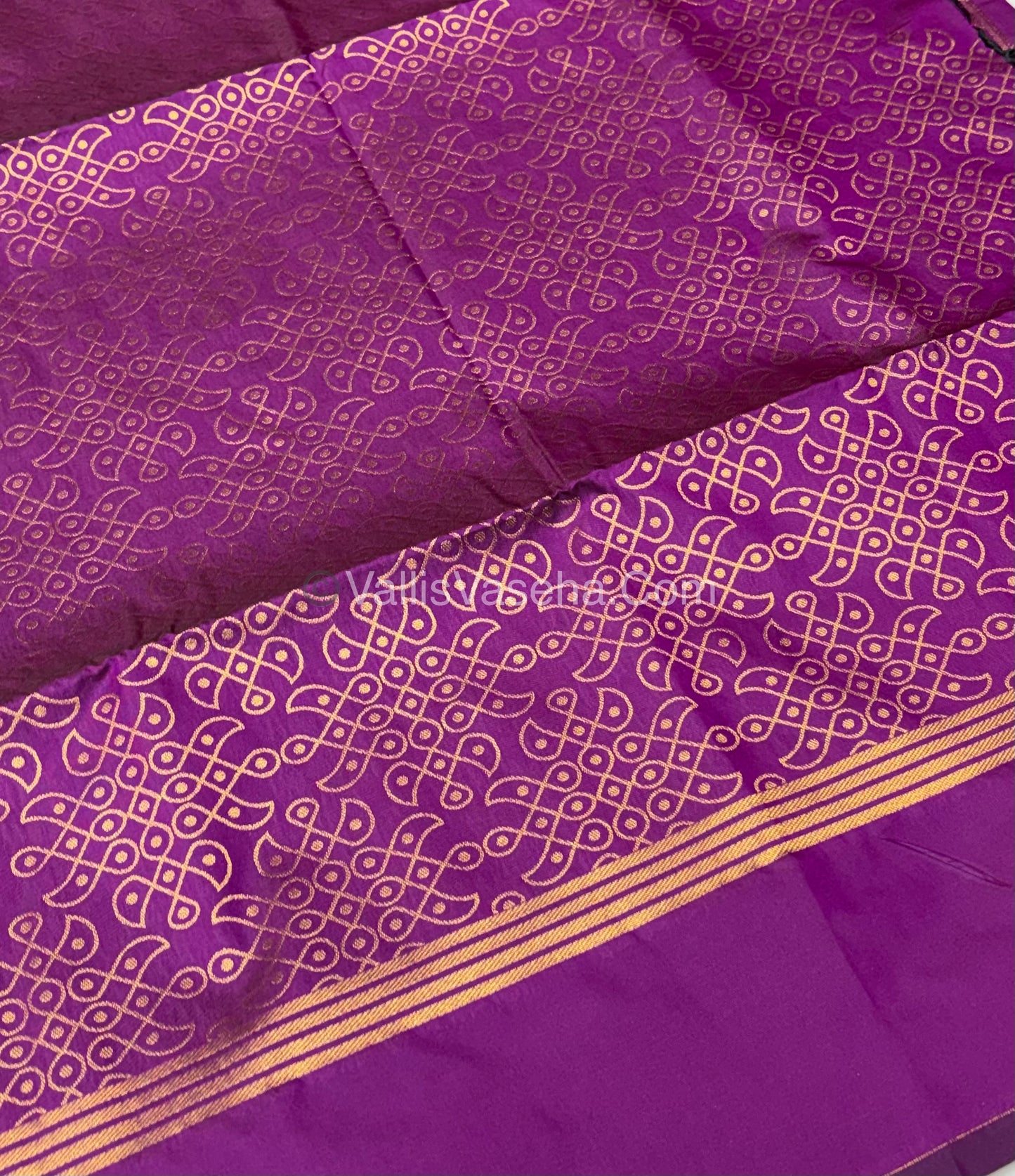 Semi Soft Silk - Kolam Design - Dark Purple Shade -VVSSS029
