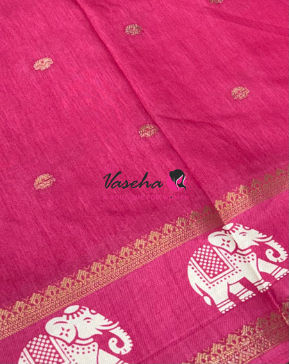Casual Wear Sarees - Semi Binny / Semi Dola Silk - Pink Shade - VVSDS007