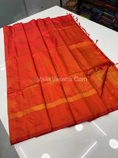 Semi Soft Silk - Kolam Design - Orange Shade -VVSSS029