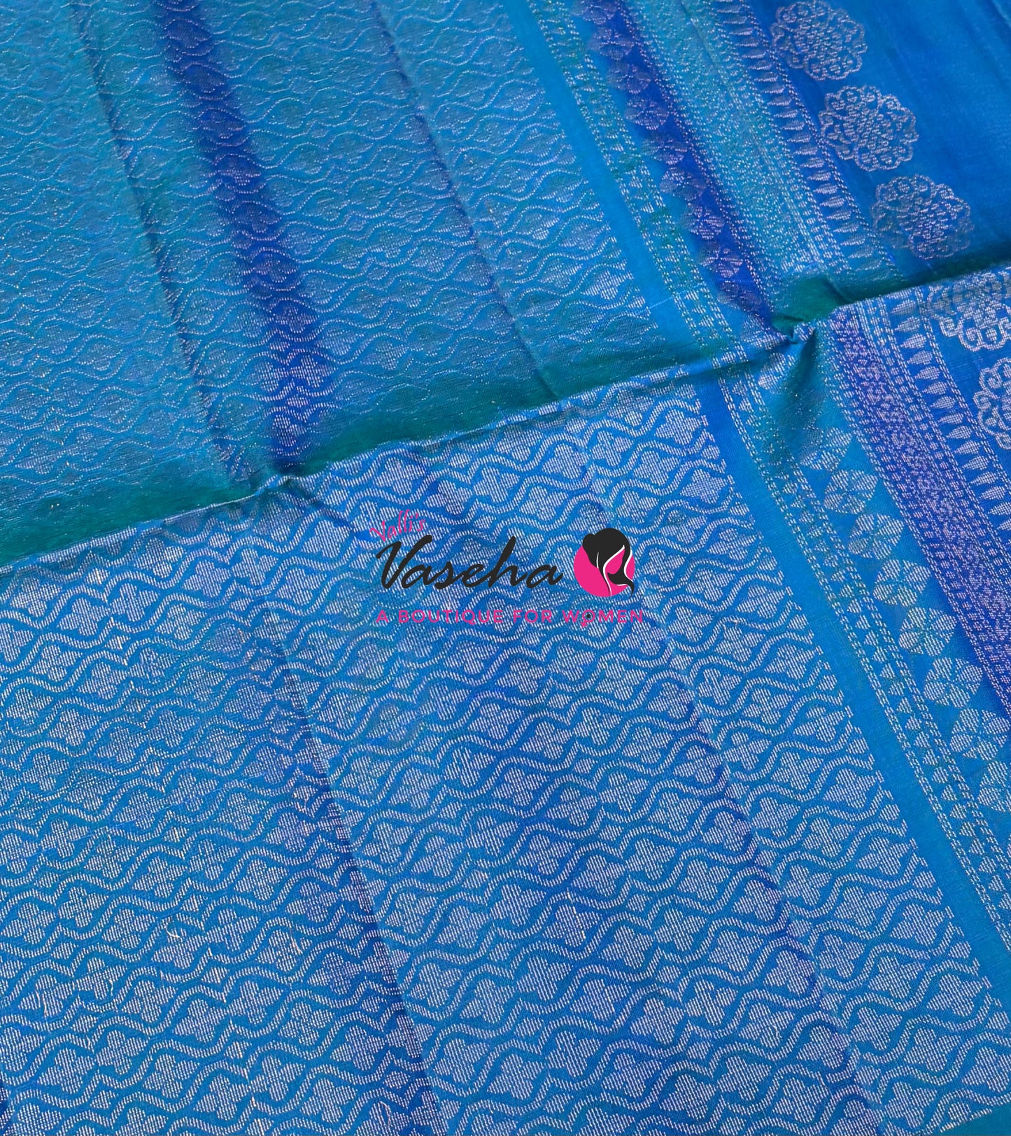 Pure Soft Silk Saree  - Peacock Blue Shade - VVPSS113
