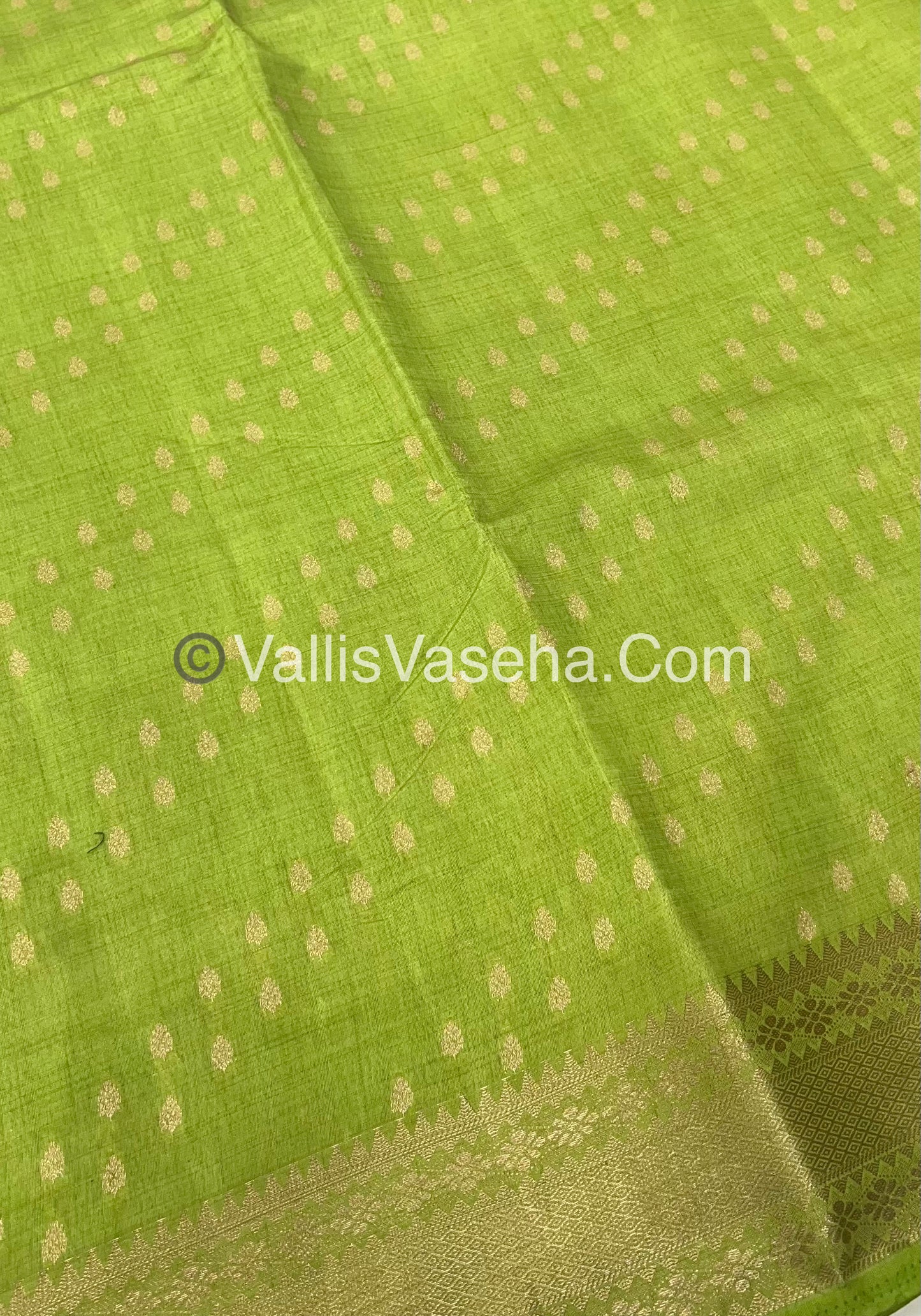 Semi Tussar Silk - Grand Pallu  - Pista Green Shade - VVSTS017