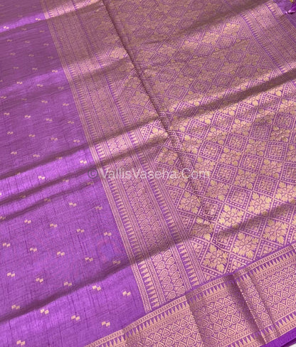 Semi Tussar Silk - Grand Pallu  - Lilac / Light Lavendar Shade - VVSTS020