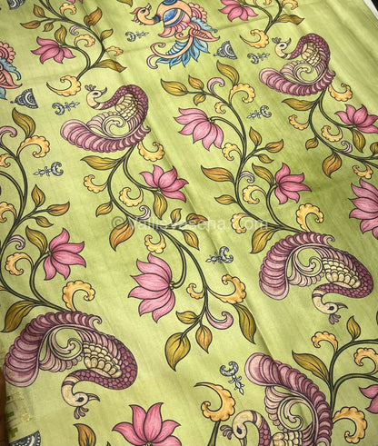 Semi Tussar Silk - Green With Green Shade  - VVSTS040