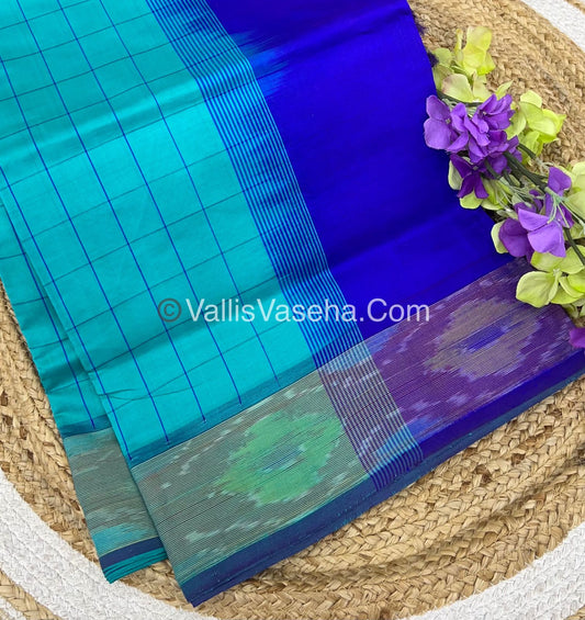 Semi Silk Cotton Saree -  Blue & Blue  - VVSSC001