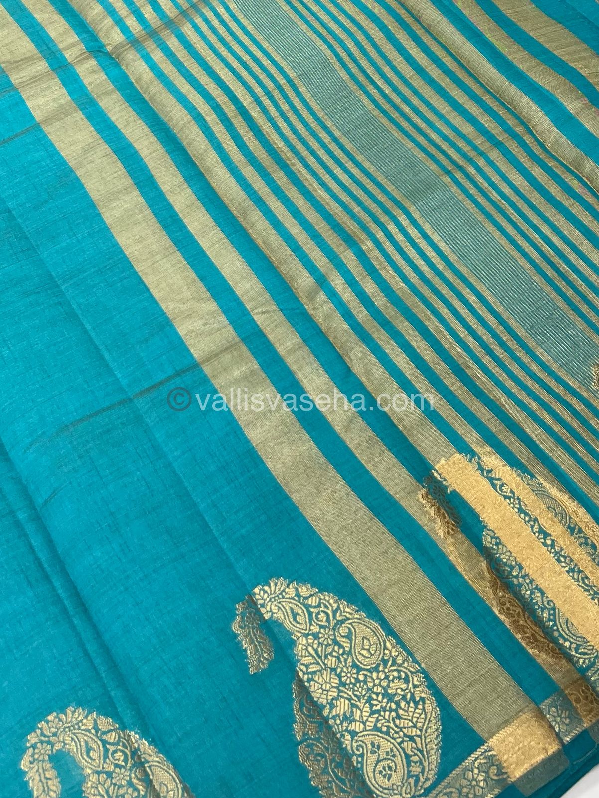 Semi Tussar Silk - Small Mango - Ramar Blue Shade - VVSTS002