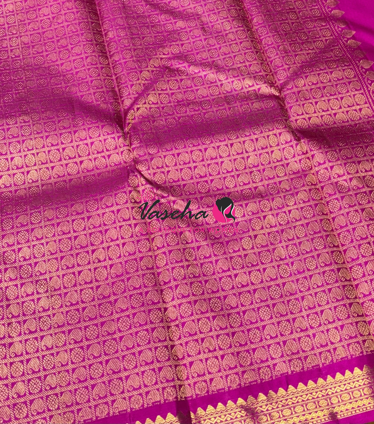 Pure Kanchipuram Silk Saree - Peach  with Pink - VVPS031