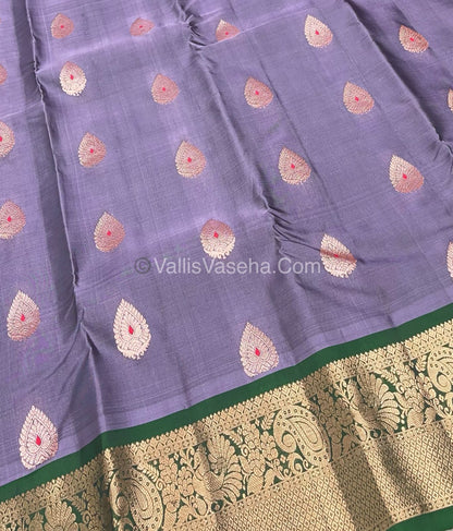 Half Mix - Pure Soft Silk Saree - Lavender & Green Shade - VVPSS031