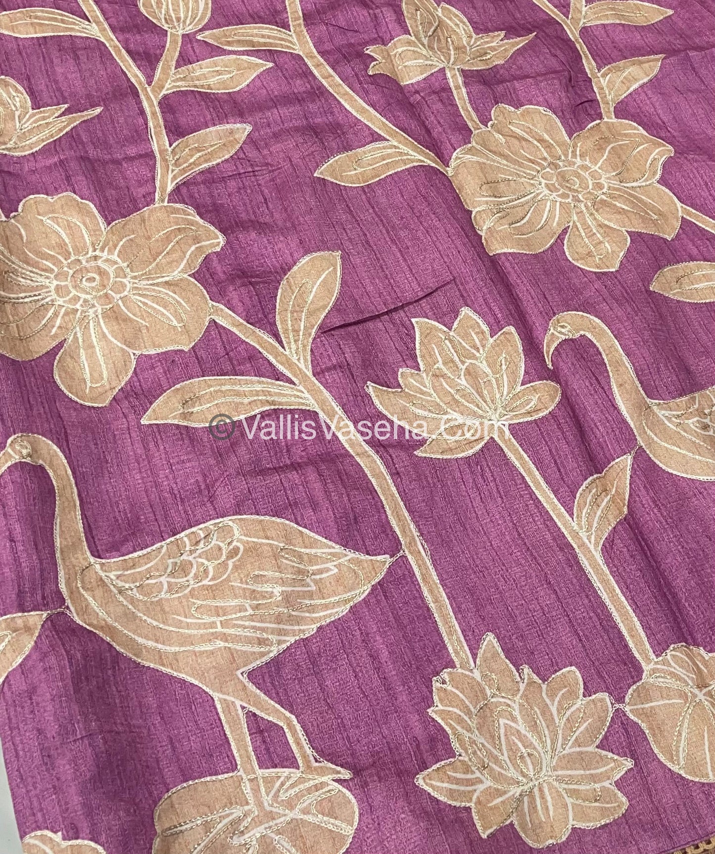 Semi Raw Silk with embroidery work - VVSRS001