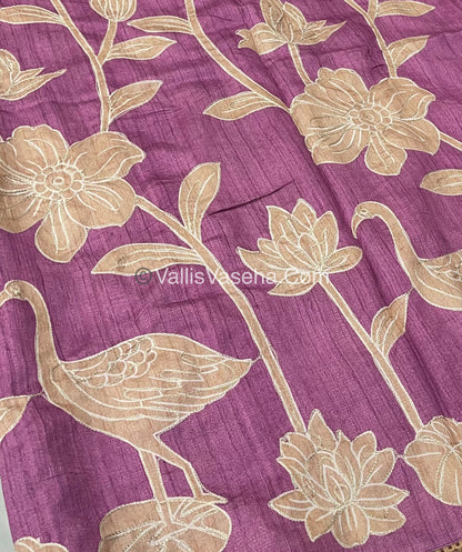 Semi Raw Silk with embroidery work - VVSRS001